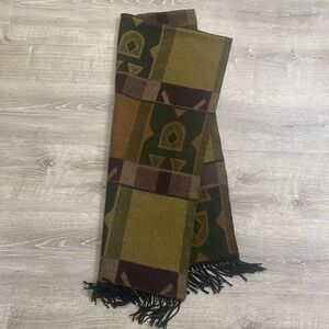 Wool Blend Scarf Geometric Scarf Tassle